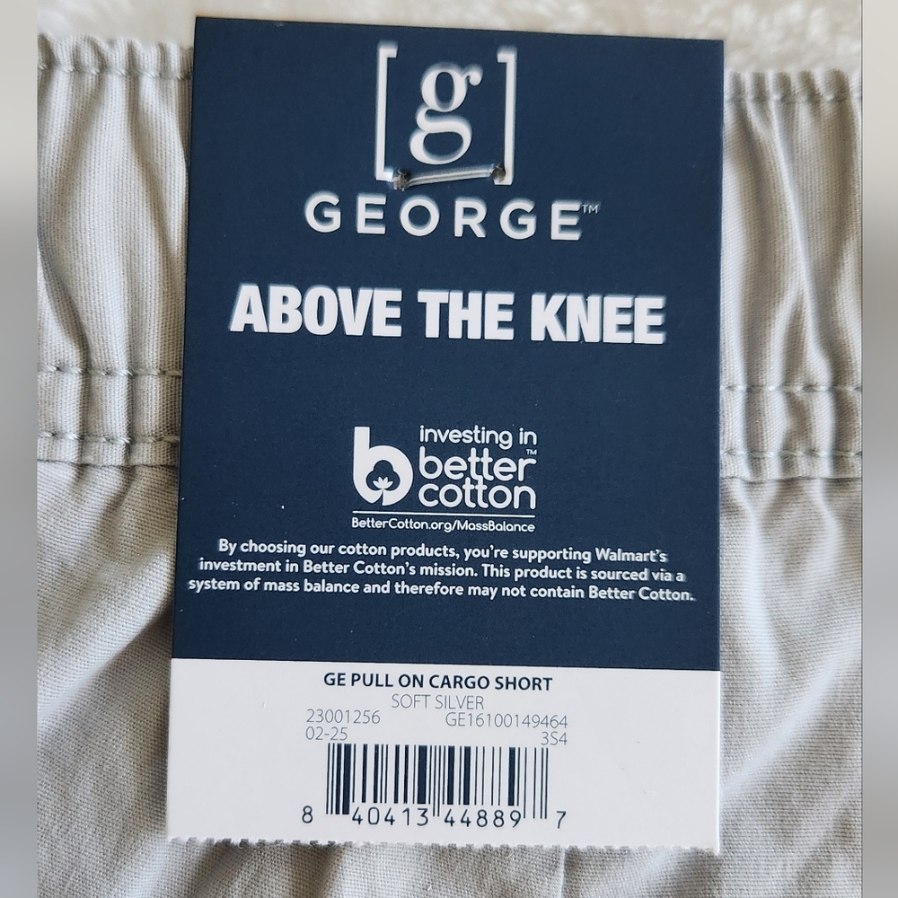 🩳 George Men’s Gray Pull-On Cargo Shorts – Size Large (36–38), NWT, 8” Inseam - Picture 11 of 15